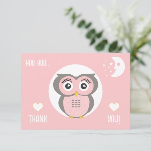 Paarse gestileerde geometrische uil bedankkaart (Staand voorkant)
