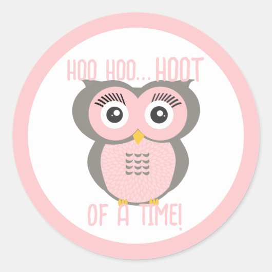 Paarse gestileerde geometrische uil ronde sticker (Voorkant)