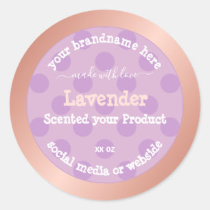 Paarse gestippelde productverpakkingsetiketten Roo Ronde Sticker