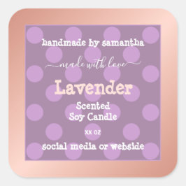 Paarse gestippelde productverpakkingsetiketten Roo Vierkante Sticker