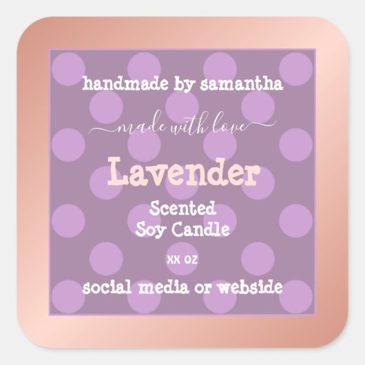 Paarse gestippelde productverpakkingsetiketten Roo Vierkante Sticker (Voorkant)