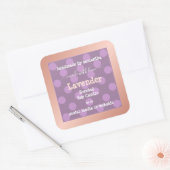 Paarse gestippelde productverpakkingsetiketten Roo Vierkante Sticker (Envelop)