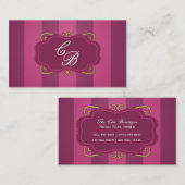 Paarse Gestreept & Goud Chic Boutique Visitekaartj Visitekaartje (Voorkant / Achterkant)