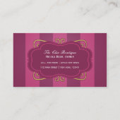 Paarse Gestreept & Goud Chic Boutique Visitekaartj Visitekaartje (Achterkant)