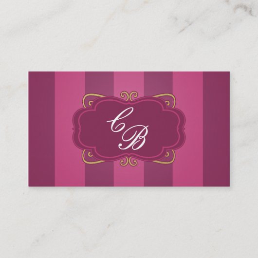 Paarse Gestreept & Goud Chic Boutique Visitekaartj Visitekaartje (Voorkant)