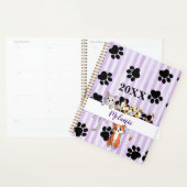 Paarse gestreepte achtergrond kittens & poten aanp planner (Display)