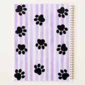 Paarse gestreepte achtergrond kittens & poten aanp planner (Achterkant)