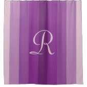 Paarse gestreepte bleke paarse monogram monogramme douchegordijn (Voorkant)