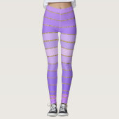 Paarse gestreepte broek met gouden rand leggings (Voorkant)