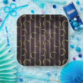 Paarse gestreepte gouden maanpatroon gotische vint papieren bordje (Feest)