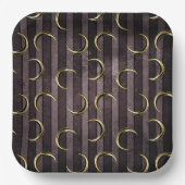 Paarse gestreepte gouden maanpatroon gotische vint papieren bordje (Voorkant)