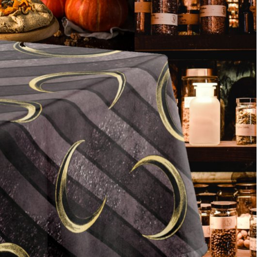 Paarse gestreepte gouden maanpatroon gotische vint tafelkleed