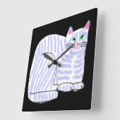 Paarse gestreepte kat Abstracte kunst Vierkante Klok (Hoek)