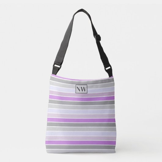 Paarse gestreepte monogram Canvas tas (Voorkant)