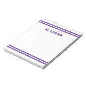Paarse Gestreepte Onderwijzers School Notitieblok (Linkerzijde)