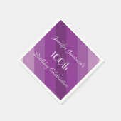 Paarse gestreepte papieren servetten, 100e verjaar servet (Hoek)