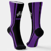 Paarse Gestreepte Racing Car Flags - Gepersonalise Sokken (Gebogen)
