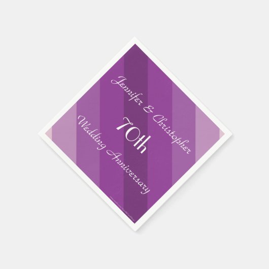 Paarse gestreepte servetten, 70e bruiloft Jubileum Servet (Hoek)