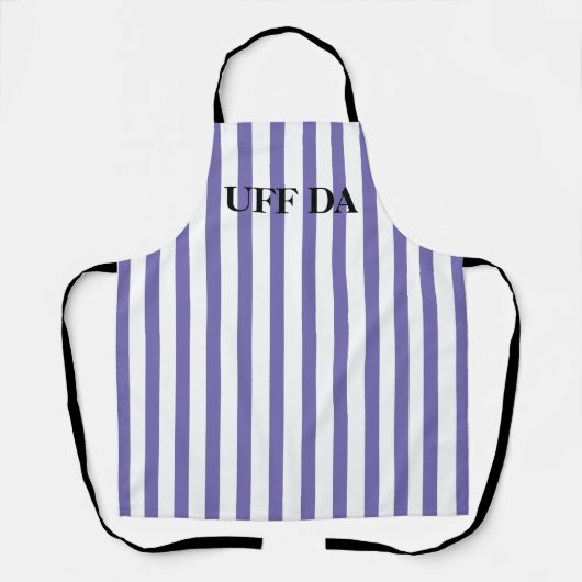 Paarse gestreepte Uff Da all-over print schort (Voorkant)