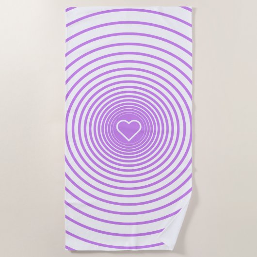 Paarse gestreepte witte strandhanddoek strandlaken (Voorkant)