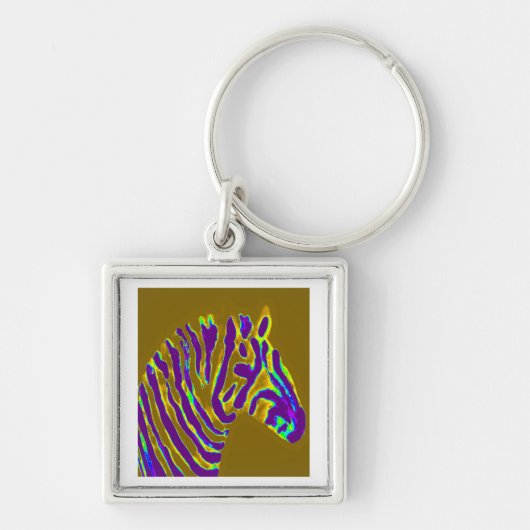 Paarse gestripte Zebra Wilde Dier Sleutelhanger (Voorkant)