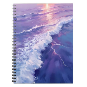 Paarse Getijde Oceaangolven Watercolor Schilderi Notitieboek