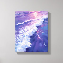 Paarse Getijde | Oceaangolven Waterverfschilderij Canvas Afdruk