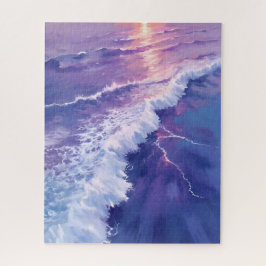 Paarse Getijde | Oceaangolven Waterverfschilderij Legpuzzel