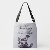 Paarse gevederde elegantie | botanische scène crossbody tas (Voorkant)