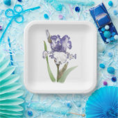 Paarse gevlekte Iris botanische kunst Papieren Bordje (Feest)