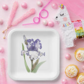 Paarse gevlekte Iris botanische kunst Papieren Bordje (Feest)