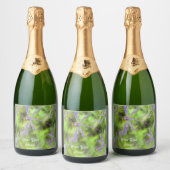 Paarse gevleugelde libellen op Limoen Sparkling Wijnetiket (Flessen)