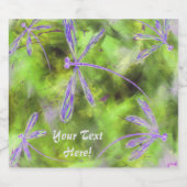 Paarse gevleugelde libellen op Limoen Sparkling Wijnetiket (Enkel label)