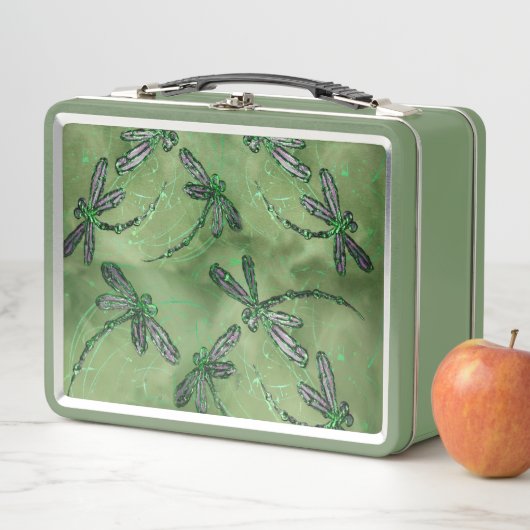 Paarse gevleugelde libellen op zacht Limoen (In situ)