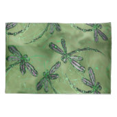 Paarse gevleugelde libellen op zacht Limoen Kussensloop (Achterkant)