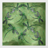 Paarse gevleugelde libellen op Zachte kalkgroene Raamsticker (Vel)