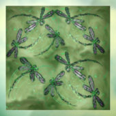 Paarse gevleugelde libellen op Zachte kalkgroene Raamsticker (Vel 3)