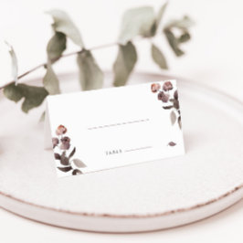 Paarse gevouwen trouwplaatskaart Vegetarische maal Plaatskaartje