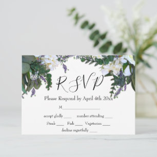 Paarse geweldplegingen   lavendel   Eucalyptusgrie RSVP Kaartje