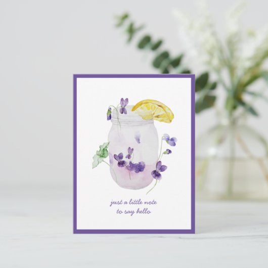 Paarse geweldplegingen, limonade Mason Jar denking Briefkaart (Staand voorkant)