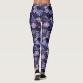 Paarse gewervelde bloemen leggings (Achterkant)