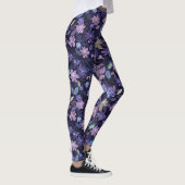 Paarse gewervelde bloemen leggings (Rechts)
