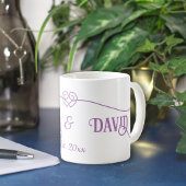 Paarse geweven harten paar koffiemok