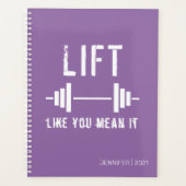 Paarse Gewichtheffen Gym Fitness Planner (Voorkant)