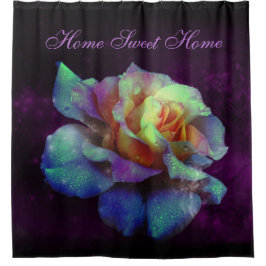 Paarse gezoende turquoise Roos douchegordijn