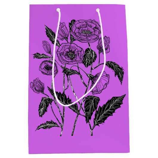 Paarse Gift Bag met Poppy - Uw kleuren Medium Cadeauzakje (Voorkant)