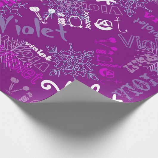 Paarse Gift Wrap Gepersonaliseerde sneeuwvlokjes Cadeaupapier (Hoek)