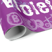 Paarse Gift Wrap Gepersonaliseerde sneeuwvlokjes Cadeaupapier (Rol Hoek)