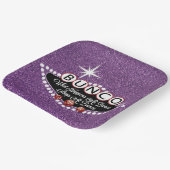 Paarse Giltter wat er in Bunco gebeurt Papieren Bordje (Gebogen)