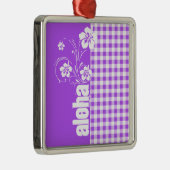 Paarse Gingham; Aloha Metalen Ornament (Rechts)